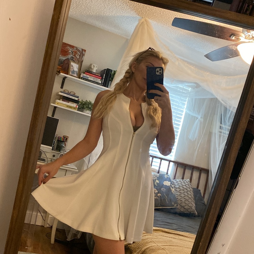 Bar III Zip Up White Dress Small